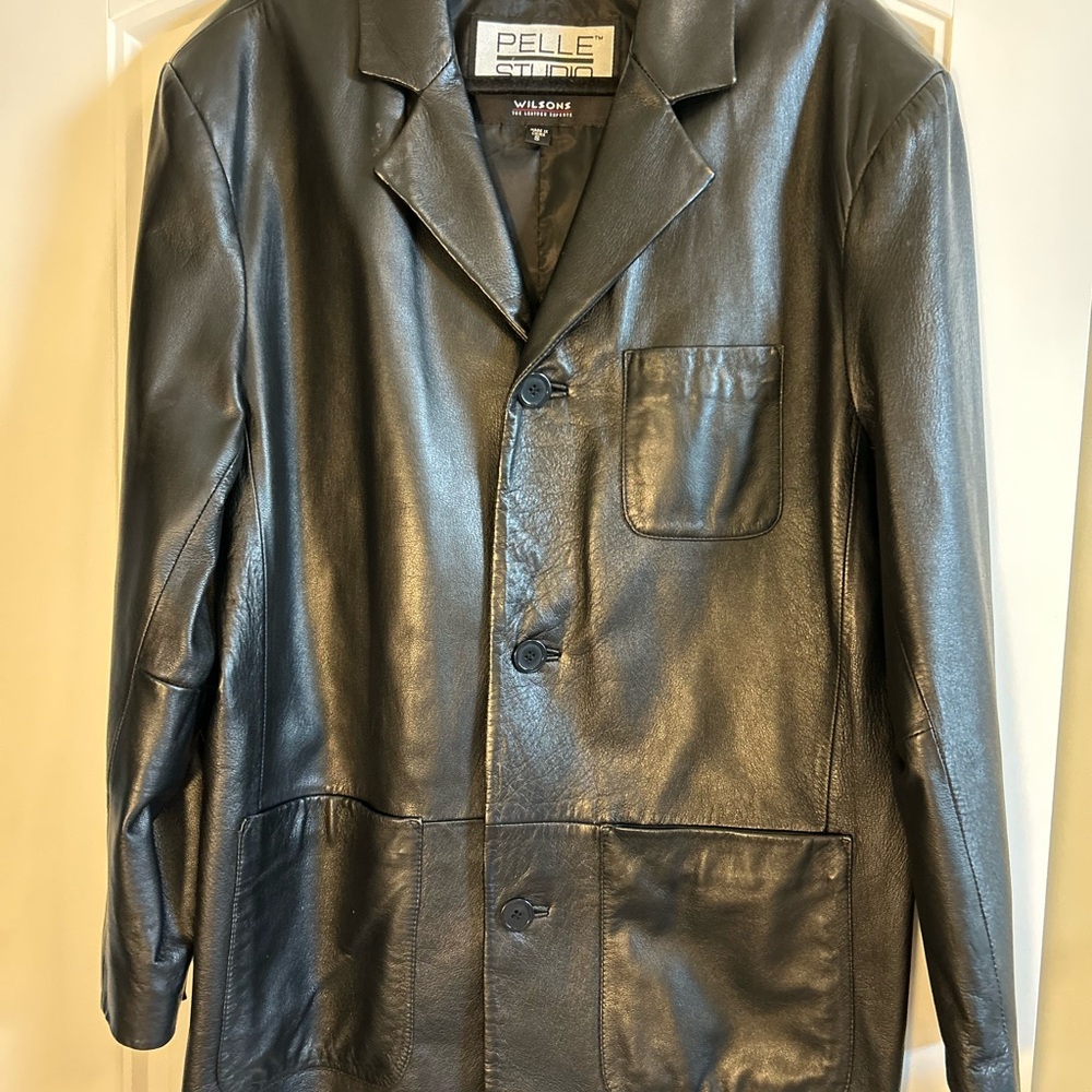 Pelle Studio Wilsons Leather Men’s Black Coat Jacket Size Small